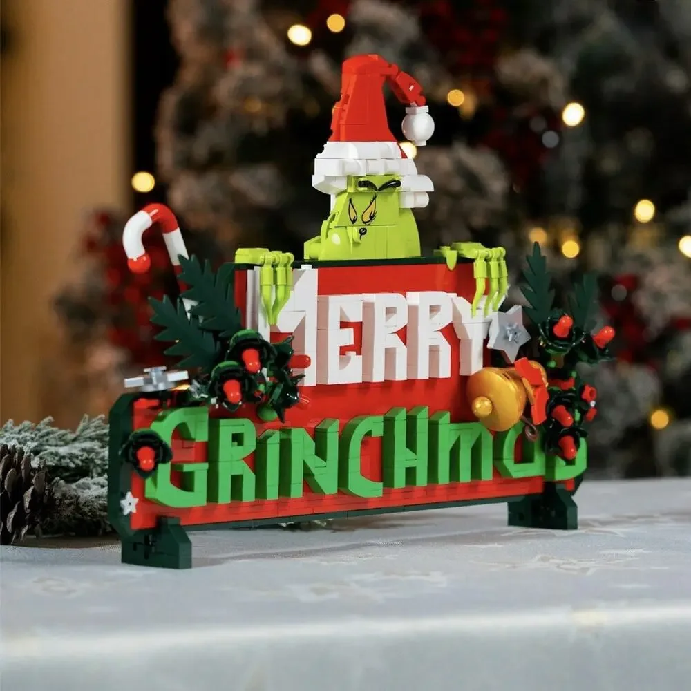 Dr. Seuss GRINCH MERRY GRINCHMAS SIGN Building Set 568 Pieces Brickcraft #72361
